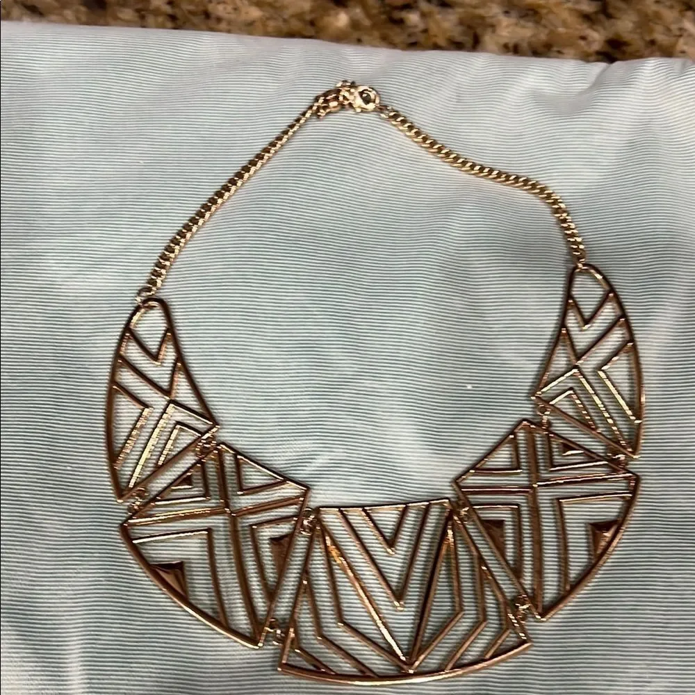 Lustrous Gold Geometric Statement Necklace